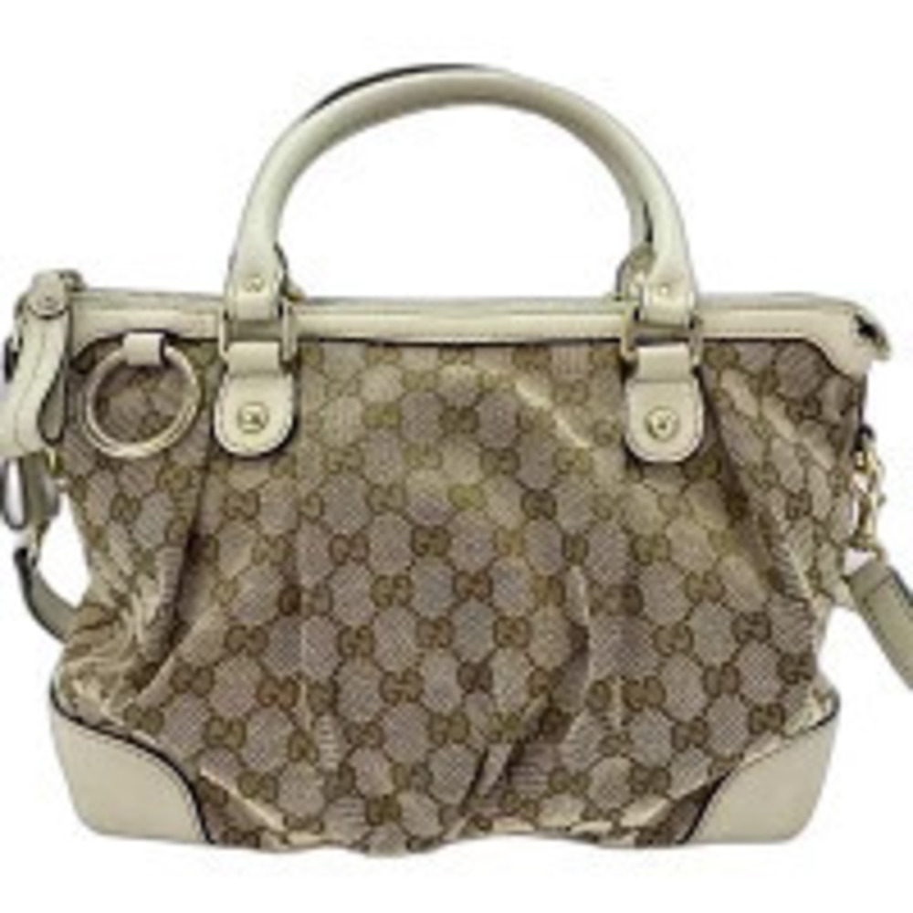 Gucci GG Canvas Sukey Satchel 2way bag monogram leather Beige Cream